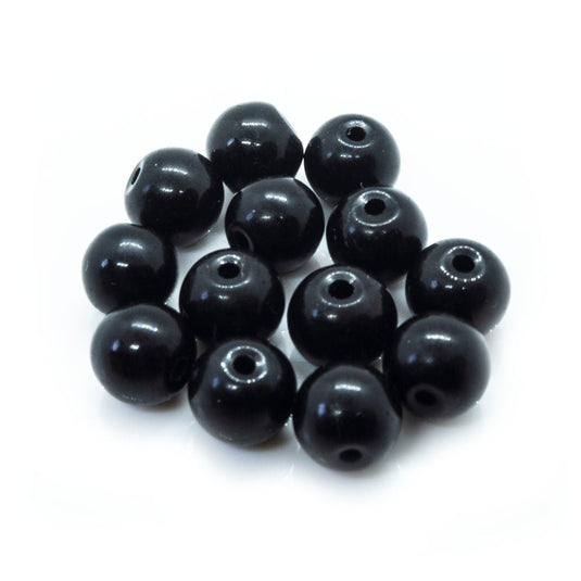 Crystal Glass Smooth Round Beads 6mm Jet (Opaque) - Affordable Jewellery Supplies
