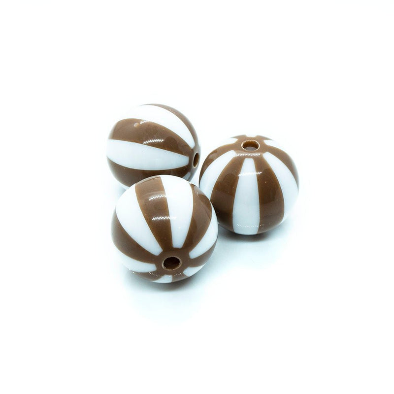 Load image into Gallery viewer, Bubblegum Acrylic Striped Beads 19mm x 18mm Brown - Affordable Jewellery Supplies
