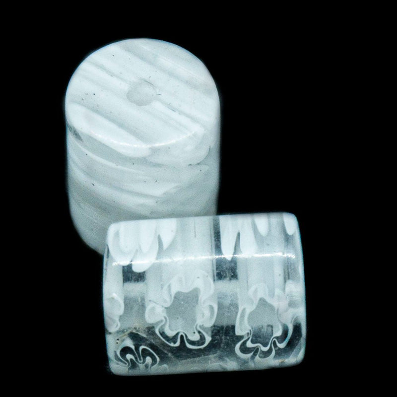 Load image into Gallery viewer, Millefiori Glass Tubes 10mm x 8mm White - Affordable Jewellery Supplies
