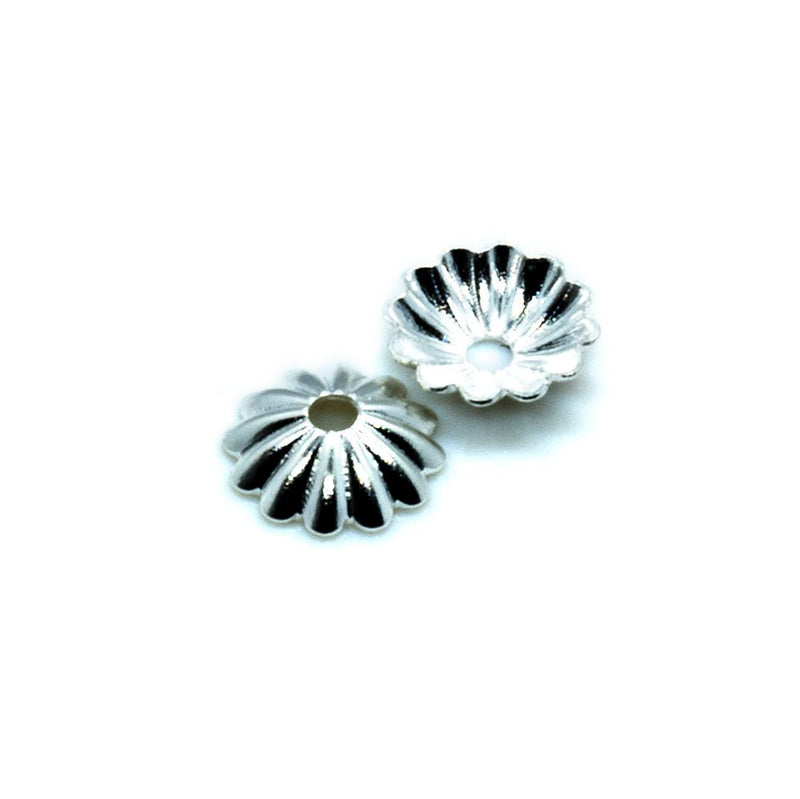 Load image into Gallery viewer, Bead Caps Ribbed 6mm Silver plated - Affordable Jewellery Supplies
