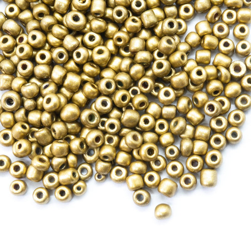 Load image into Gallery viewer, Baking Glass Seed Beads 8/0 3-3.5mm x 2mm Dark Goldenrod - Affordable Jewellery Supplies
