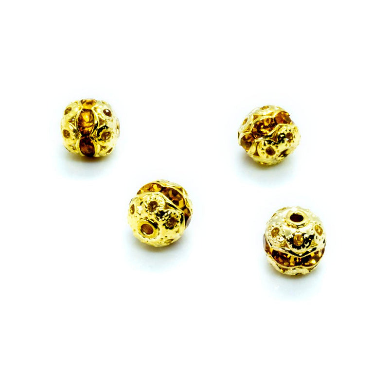 Load image into Gallery viewer, Rhinestone Ball 6mm Gold Amber - Affordable Jewellery Supplies
