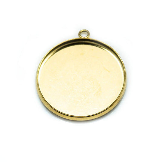 Stainless Steel Flat Pendant Cabochon Settings 24.5mm x 21.8mm x 2mm Gold - Affordable Jewellery Supplies
