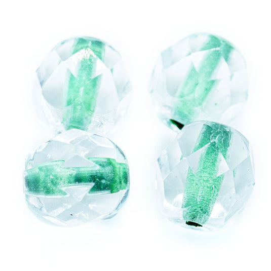 Czech Glass Pressed Faceted Bead with Coloured Lining 7mm Crystal Green - Affordable Jewellery Supplies