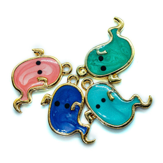Transparent Enamel Ghost Charm 21mm x 19mm Pink - Affordable Jewellery Supplies