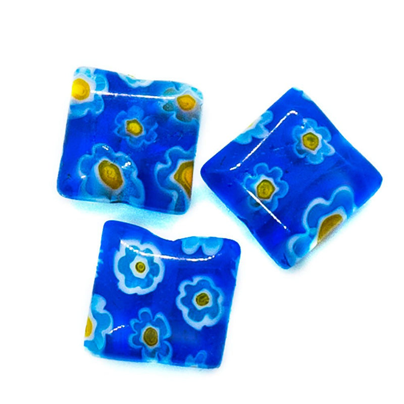 Load image into Gallery viewer, Millefiori Glass Square 8mm Cobalt - Affordable Jewellery Supplies
