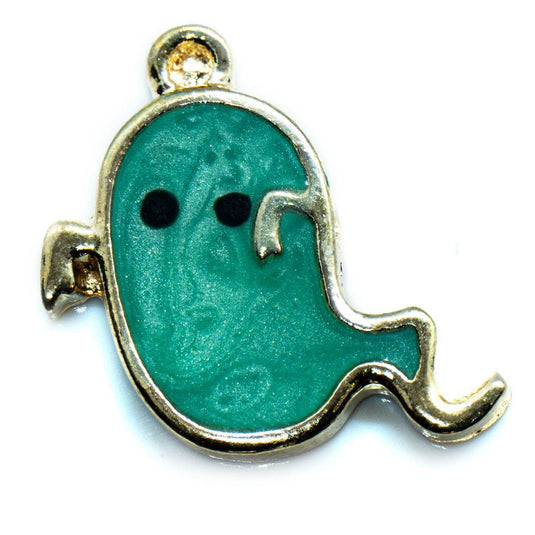 Transparent Enamel Ghost Charm 21mm x 19mm Green - Affordable Jewellery Supplies