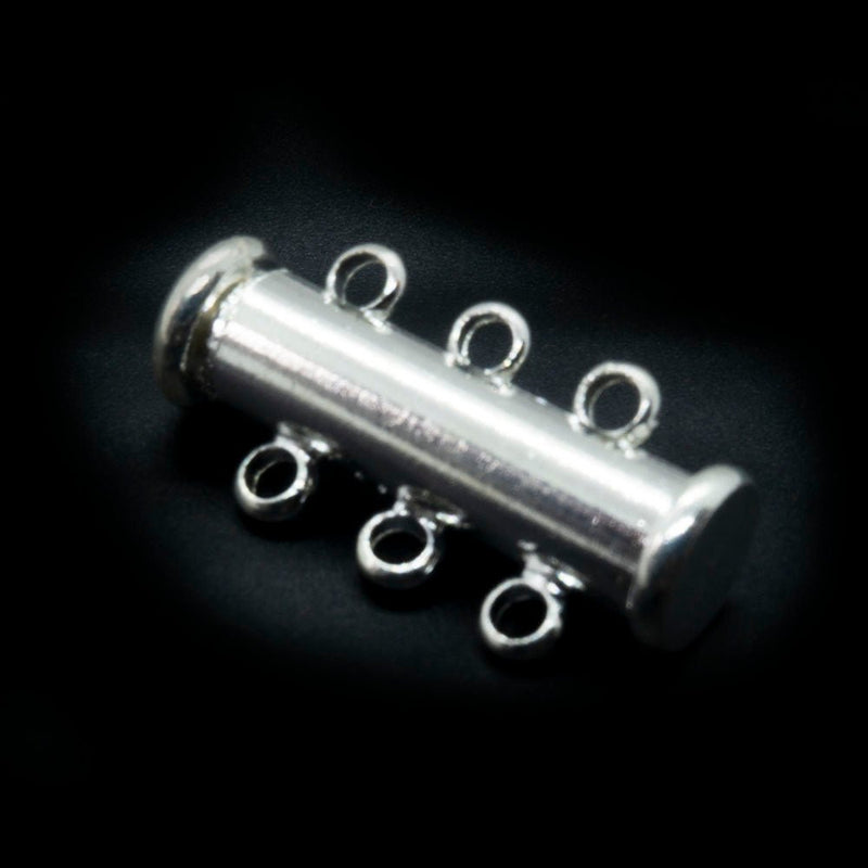 Load image into Gallery viewer, Magnetic Slide Lock Tube Clasp 20mm x 11.5mm Silver Plated - Affordable Jewellery Supplies
