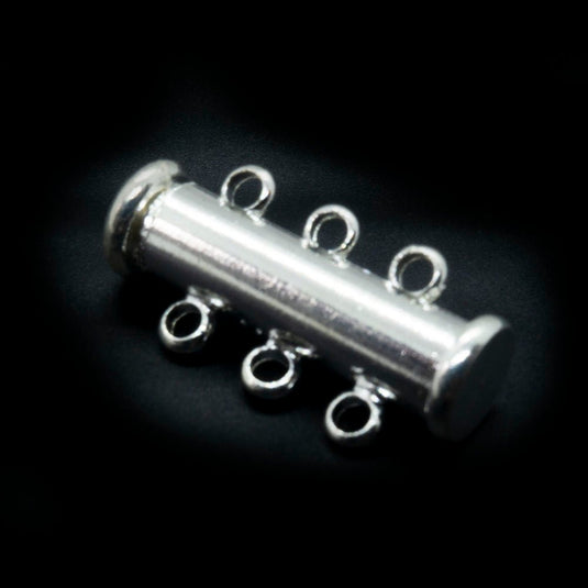 Magnetic Slide Lock Tube Clasp 20mm x 11.5mm Silver Plated - Affordable Jewellery Supplies