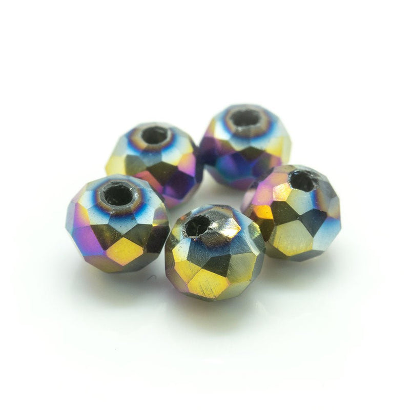 Load image into Gallery viewer, Electroplated Glass Faceted Rondelle 4mm x 3mm Multicoloured - Affordable Jewellery Supplies
