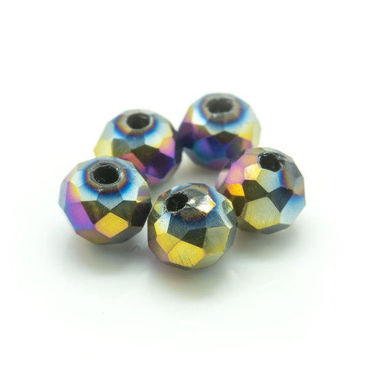 Electroplated Glass Faceted Rondelle 4mm x 3mm Multicoloured - Affordable Jewellery Supplies