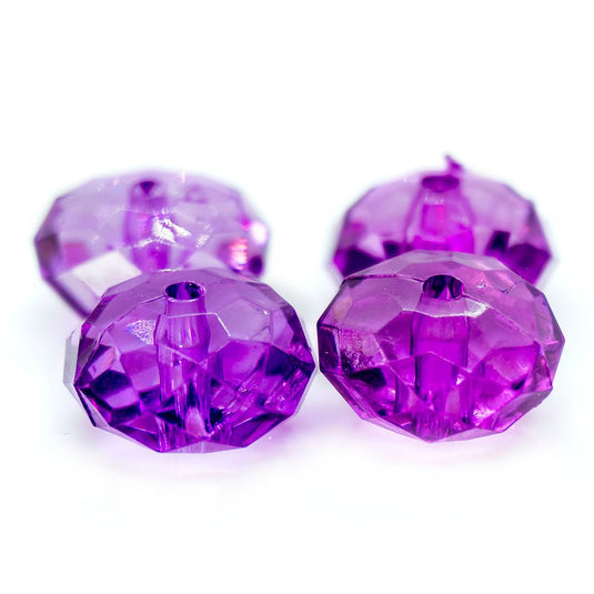 Acrylic Faceted Rondelle 12mm x 7mm Violet - Affordable Jewellery Supplies