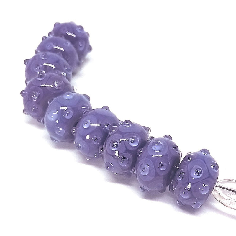 Load image into Gallery viewer, GlaesDesign Handmade Lampwork Beads with Dots 16mm x 11mm Purple - Affordable Jewellery Supplies
