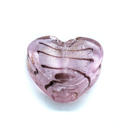 Glass Foil Lined Heart 20mm Rose - Affordable Jewellery Supplies