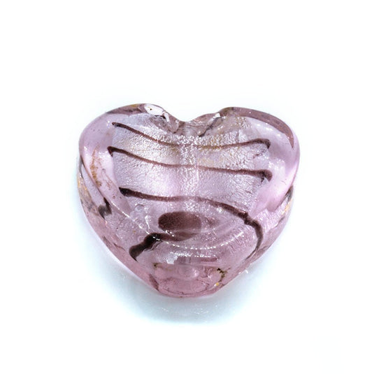 Glass Foil Lined Heart 20mm Rose - Affordable Jewellery Supplies