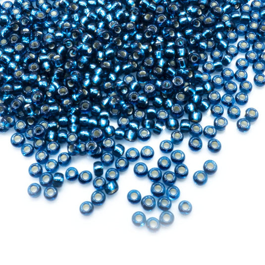 Miyuki Rocailles Silver Lined Seed Beads 11/0 Blue Zircon - Affordable Jewellery Supplies