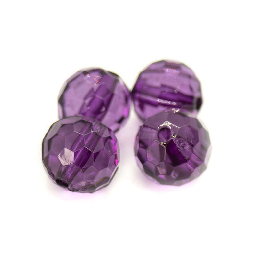 Acrylic Faceted Round 12mm Purple - Affordable Jewellery Supplies