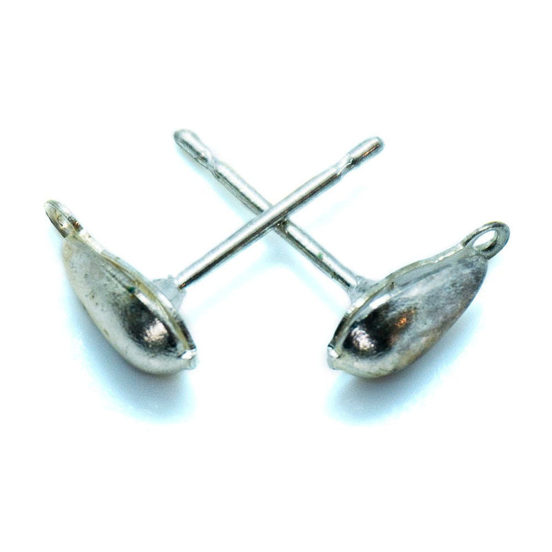 Load image into Gallery viewer, Teardrop Earring Stud Posts 7mm x 4mm Silver - Affordable Jewellery Supplies
