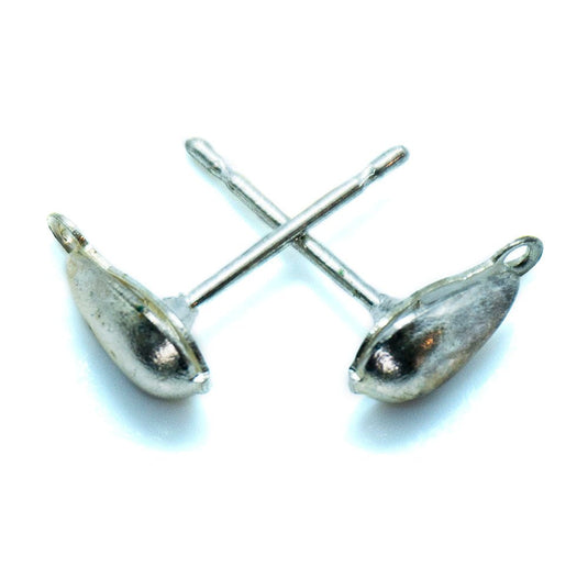 Teardrop Earring Stud Posts 7mm x 4mm Silver - Affordable Jewellery Supplies