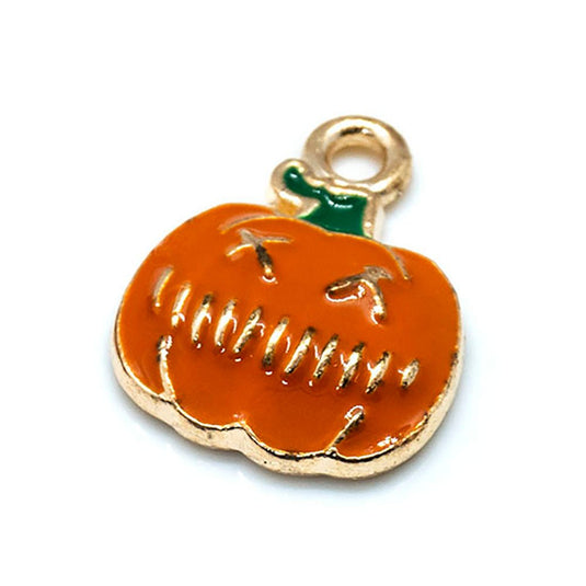 Small Pumpkin Charm 16mm x 12mm Gold and Orange - Affordable Jewellery Supplies