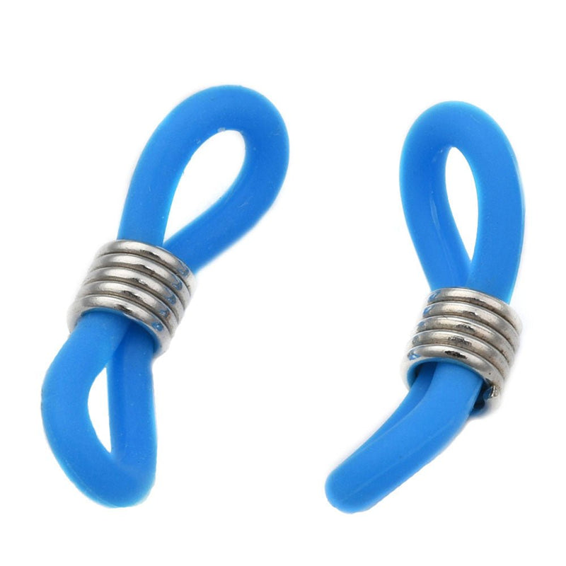 Load image into Gallery viewer, Eyeglass Rubber Connectors 20mm x 7mm Aqua - Affordable Jewellery Supplies
