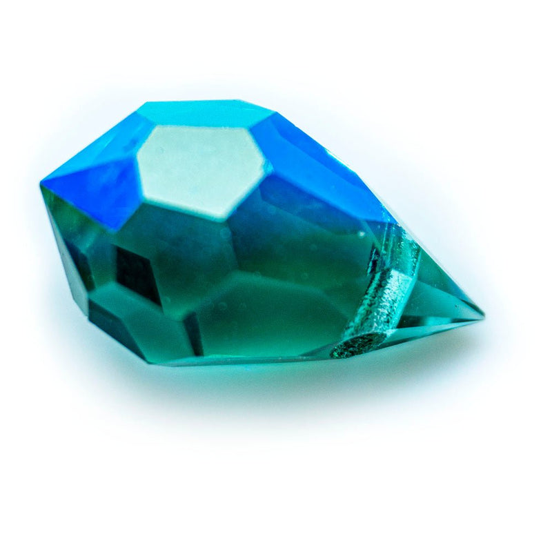 Load image into Gallery viewer, Czech Glass Faceted Drop 10mm x 6mm Emerald AB - Affordable Jewellery Supplies
