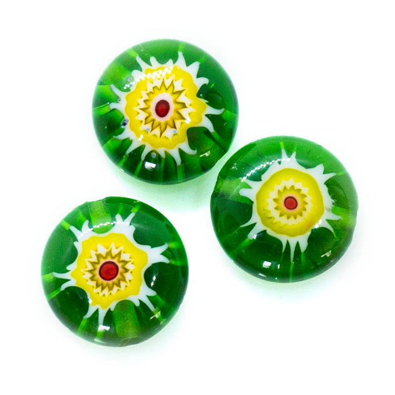 Load image into Gallery viewer, Millefiori Glass Coin Bead 8mm Dark Green - Affordable Jewellery Supplies
