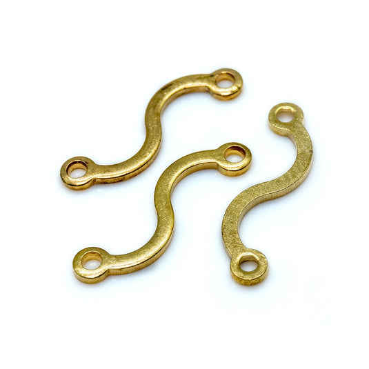 Link Connector Flat Wave 15mm x 4mm Gold - Affordable Jewellery Supplies