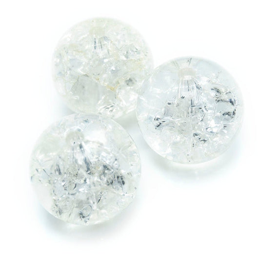 Glass Crackle Beads 12mm Crystal - Affordable Jewellery Supplies
