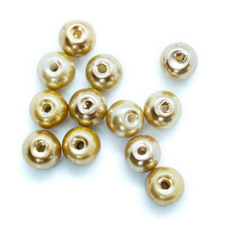 Load image into Gallery viewer, Coloured Glass Pearl Beads 6mm Brass - Affordable Jewellery Supplies

