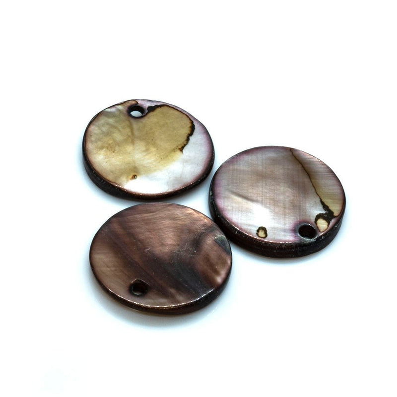 Load image into Gallery viewer, Shell Pendants (Drops) Round 15mm Brown - Affordable Jewellery Supplies
