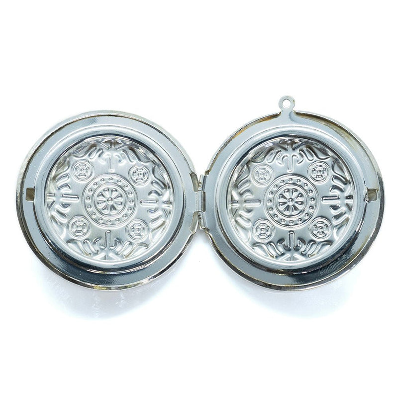 Load image into Gallery viewer, Flat Round Locket 44mm x 10mm Silver - Affordable Jewellery Supplies
