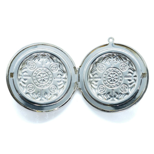 Flat Round Locket 44mm x 10mm Silver - Affordable Jewellery Supplies
