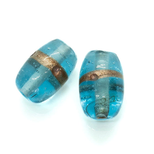 Indian Lampwork Glass Barrel 18mm Blue - Affordable Jewellery Supplies