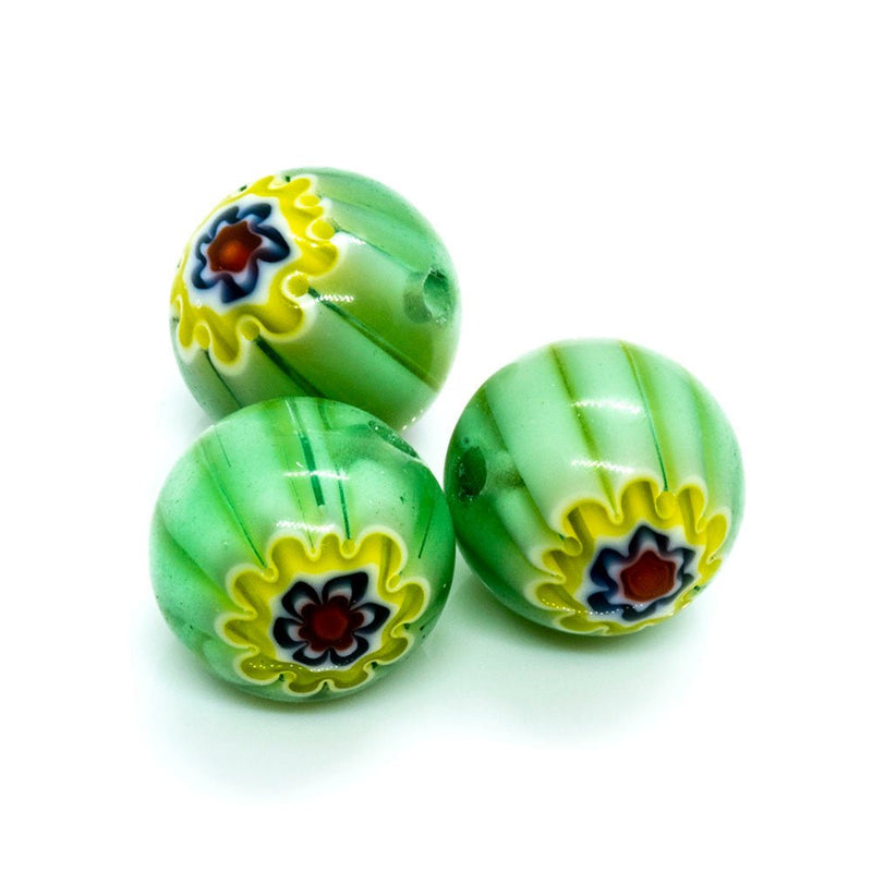 Load image into Gallery viewer, Millefiori Glass Round Bead 10mm Green yellow blue &amp; red - Affordable Jewellery Supplies
