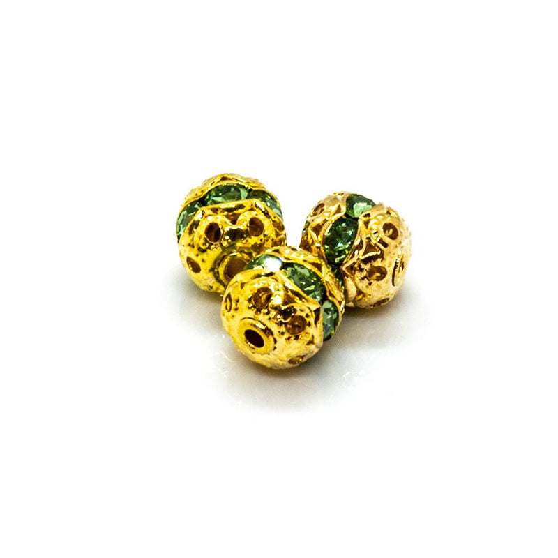 Load image into Gallery viewer, Rhinestone Ball 6mm Gold Emerald - Affordable Jewellery Supplies
