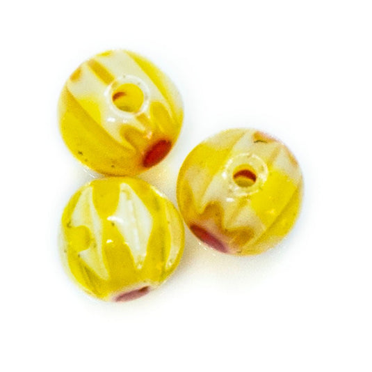 Millefiori Glass Round Bead 4mm Yellow - Affordable Jewellery Supplies