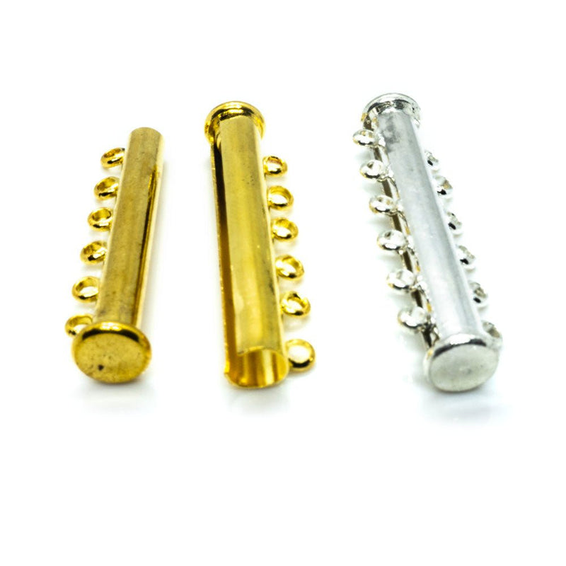 Load image into Gallery viewer, Magnetic Slide Lock Tube Clasp 36mm x 10mm Gold Plated - Affordable Jewellery Supplies
