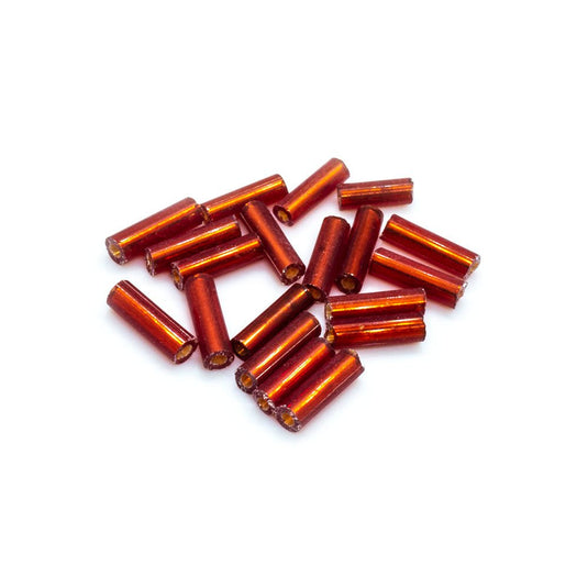 Bugle Beads, Silver Lined 3/0 (6x1.8mm) Red - Affordable Jewellery Supplies