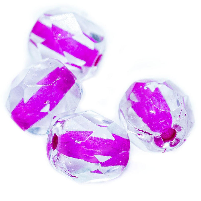 Load image into Gallery viewer, Czech Glass Pressed Faceted Bead with Coloured Lining 6mm Crystal Hot Pink - Affordable Jewellery Supplies
