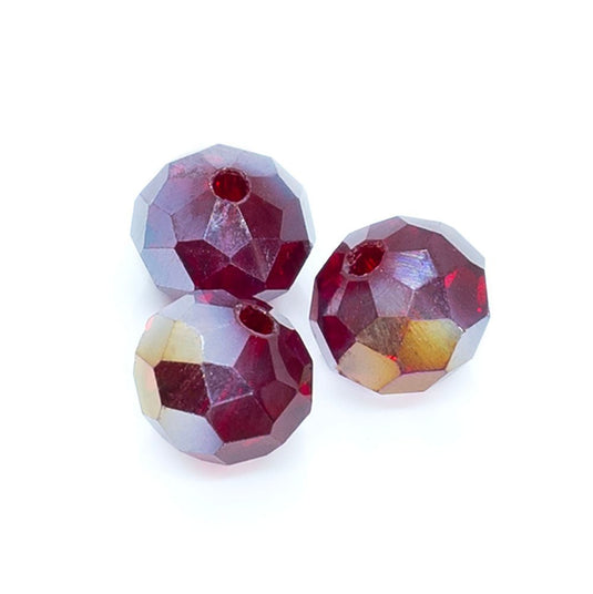 Glass Crystal Faceted Rondelle 8mm x 6mm Burgundy AB - Affordable Jewellery Supplies