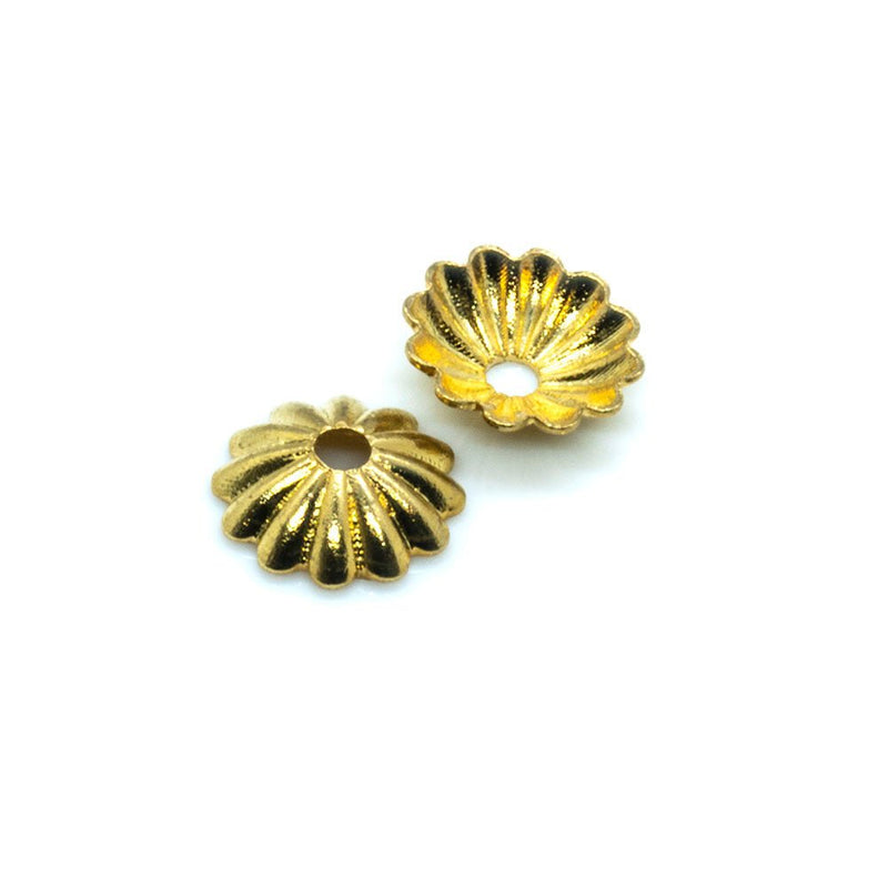 Load image into Gallery viewer, Bead Caps Ribbed 6mm Gold plated - Affordable Jewellery Supplies
