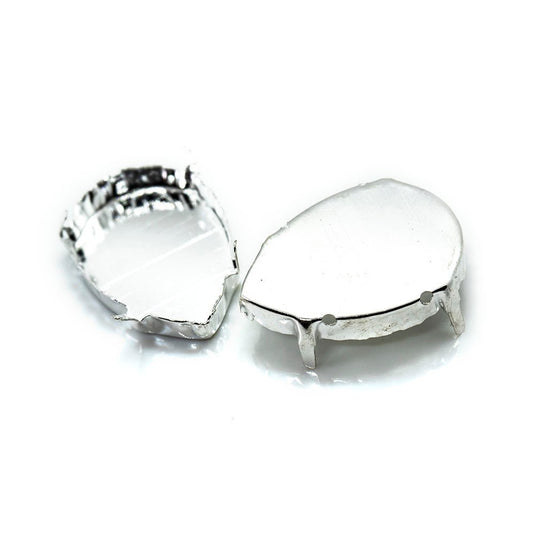 Teardrop Rhinestone Claw Setting for Cabochon 25mm x 18mm Silver - Affordable Jewellery Supplies