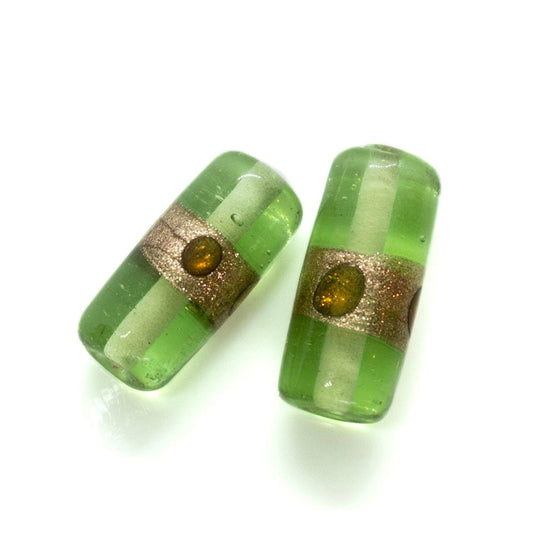 Indian Glass Lampwork Tube Bead 23mm Chrysolite - Affordable Jewellery Supplies