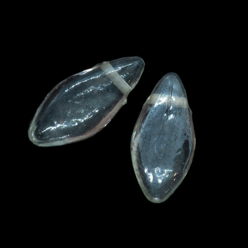 Load image into Gallery viewer, Indian Glass Lampwork Teardrop Bead 25mm Clear - Affordable Jewellery Supplies
