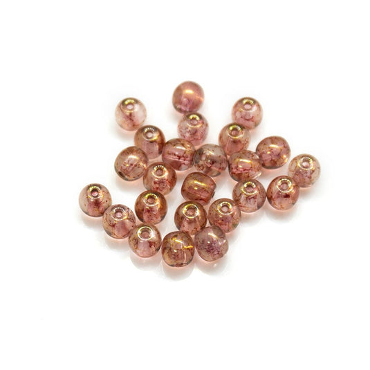 Czech Glass Druk Round 4mm Pink Lustre - Affordable Jewellery Supplies