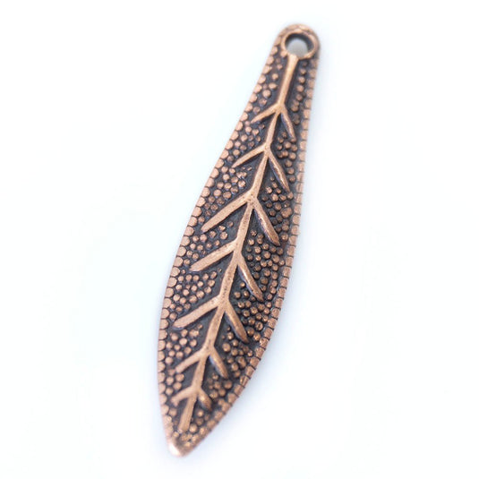 Stamped Leaf Charm 19mm x 15mm Copper - Affordable Jewellery Supplies
