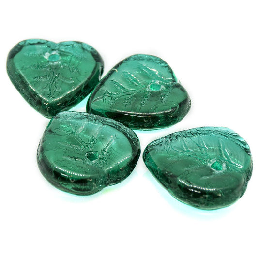 Czech Glass Pressed Leaf 9mm x 9mm Emerald - Affordable Jewellery Supplies