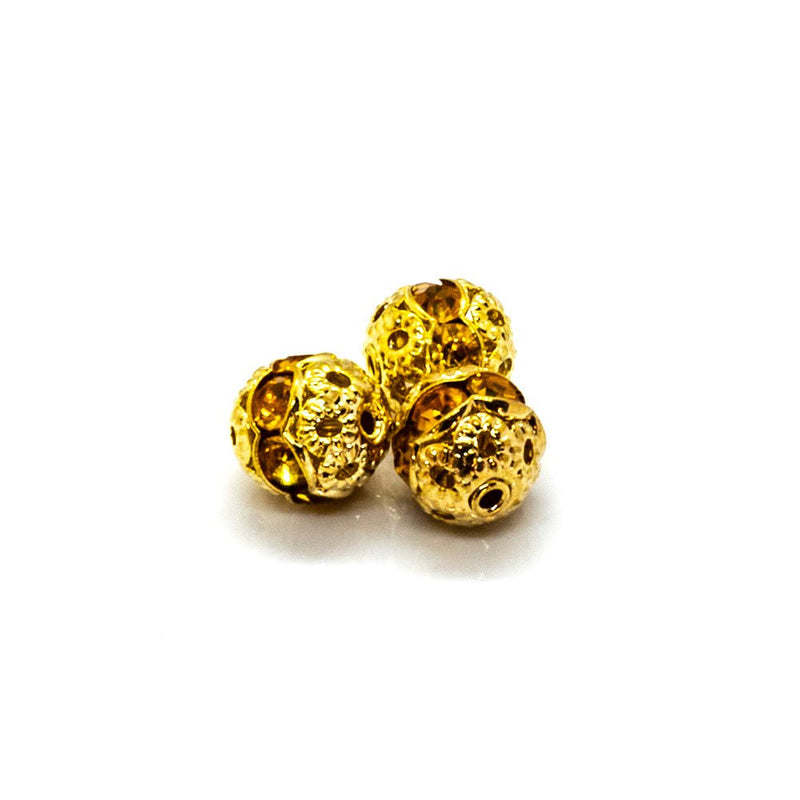 Load image into Gallery viewer, Rhinestone Ball 8mm Gold amber - Affordable Jewellery Supplies
