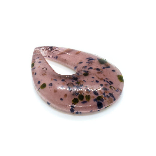 Murano Lampwork Pendant - Drop 55mm x 40mm Pink - Affordable Jewellery Supplies